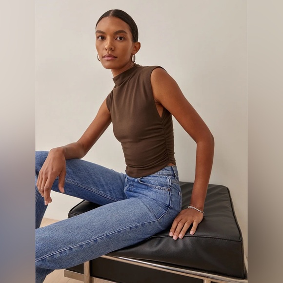 Reformation Lindy Knit Top Cafe - Size XS - Picture 2 of 8